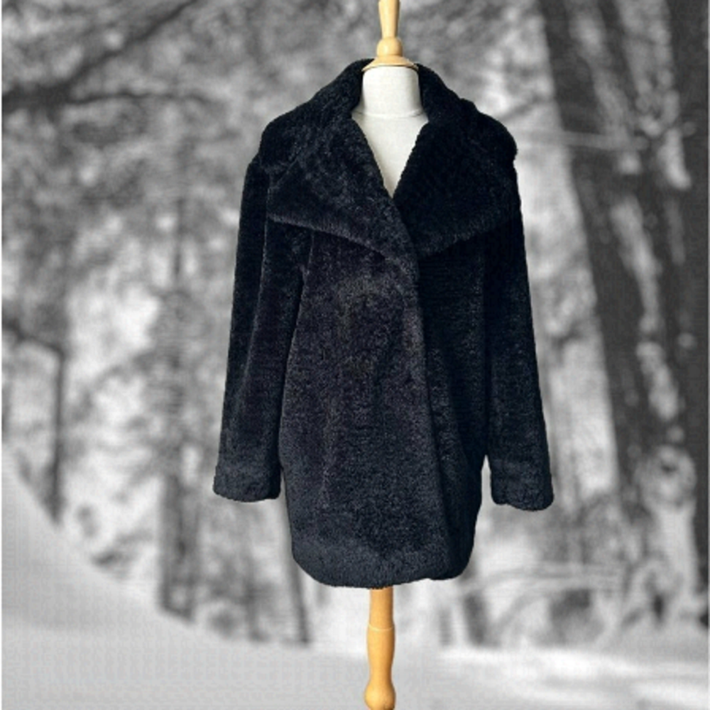 Imperial black teddy faux fur coat size M